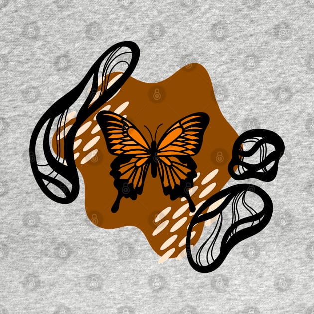 Orange Monarch Butterfly with Abstract Funky Background Pattern, Made by EndlessEmporium by EndlessEmporium